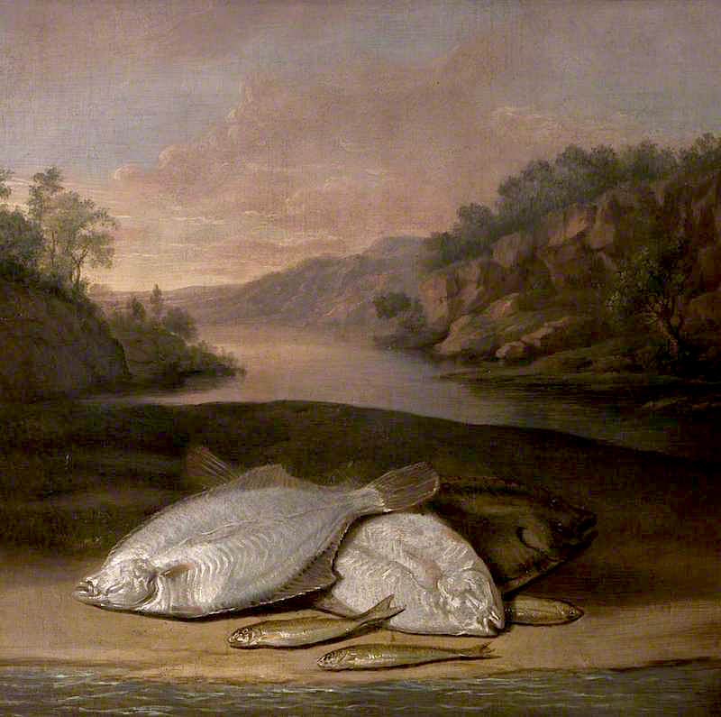 Flounders and Smelts, vintage artwork by Arthur Devis, 12x8" (A4) Poster