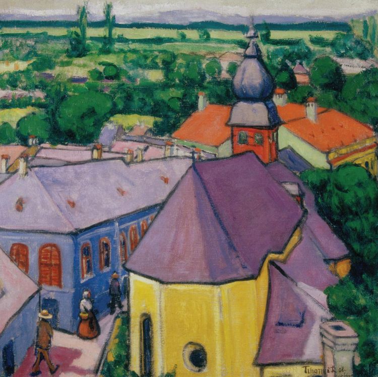 View from the Tower, vintage artwork by Lajos Tihanyi, 12x8" (A4) Poster