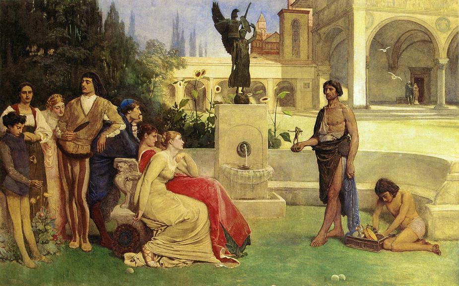 The Lotus Eaters, vintage artwork by Sir James Dromgole Linton, 12x8" (A4) Poster