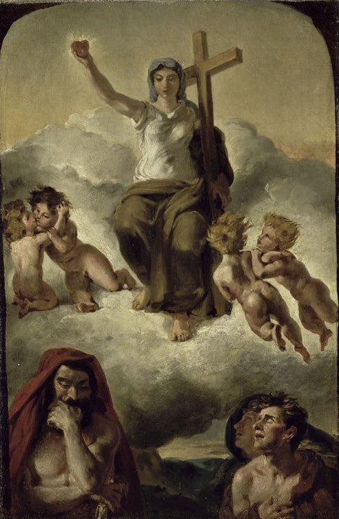 Esquisse pour la Vierge du Sacre-Coeur (Sketch for the Virgin of the Sacred Heart), vintage artwork by Eugène Delacroix, A3 (16x12") Poster Print