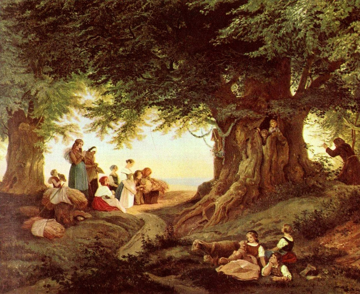 Gathering in the Woods, vintage artwork by Ludwig Richter, A3 (16x12") Poster Print