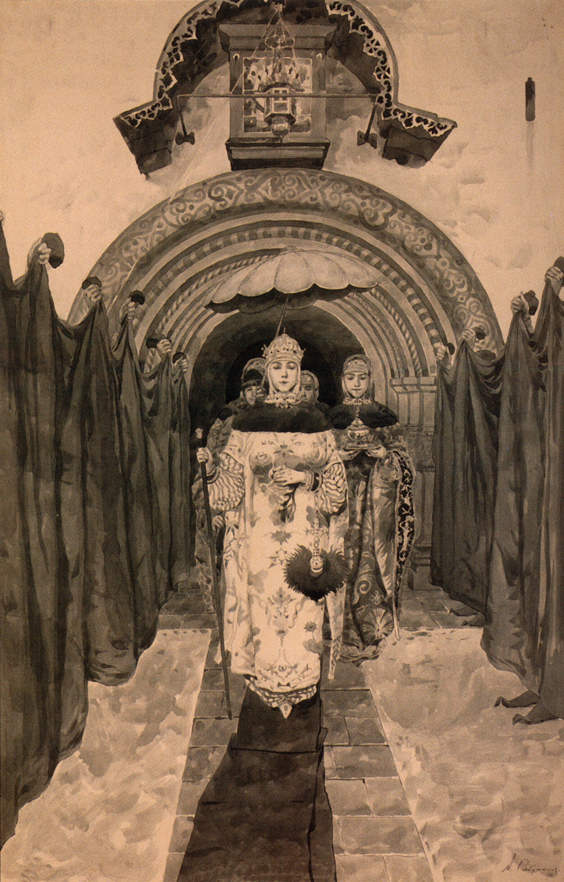 rina Maria Leaving the Church by Andrei Petrovich Riabushkin,A3(16x12")Poster