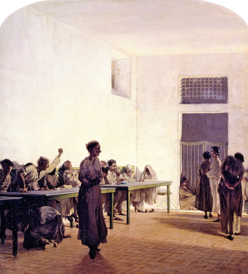 La sala delle agitate nell'Ospedale di San Bonivacio, vintage artwork by Telemaco Signorini, 12x8" (A4) Poster