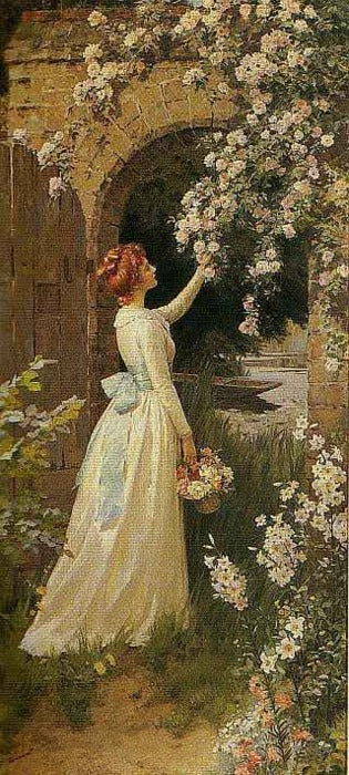 Picking Roses by Percy Tarrant,16x12(A3) Poster