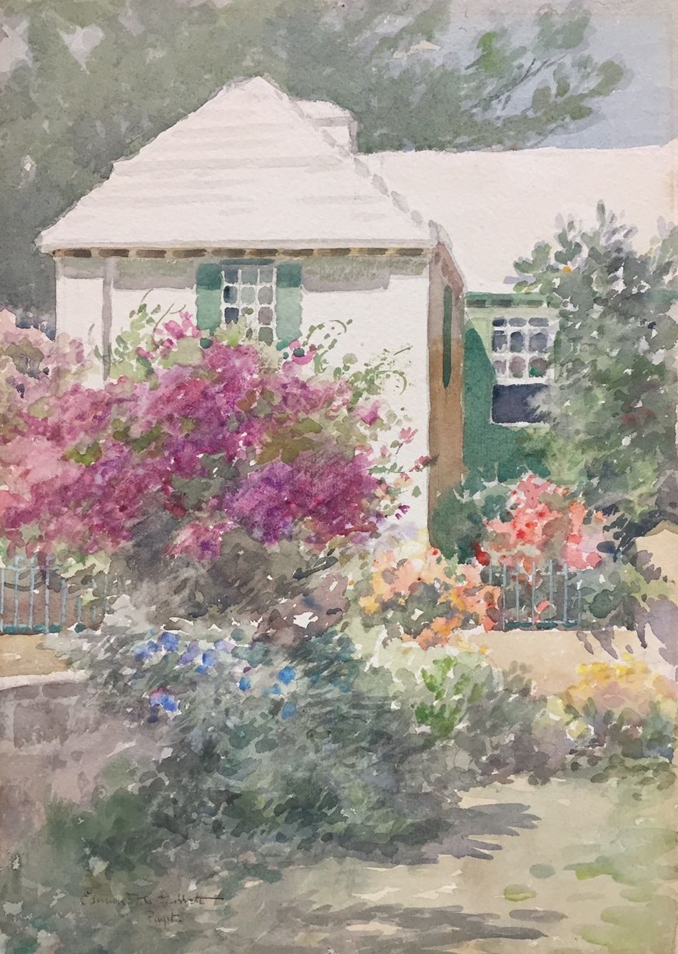House and Flowers, Paget, Bermuda by Edmund Henry Garrett,A3(16x12")Poster