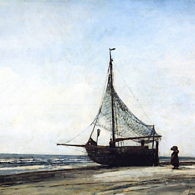 Fishing-Boat on the Beach, vintage artwork by Johan Barthold Jongkind, A3 (16x12") Poster Print