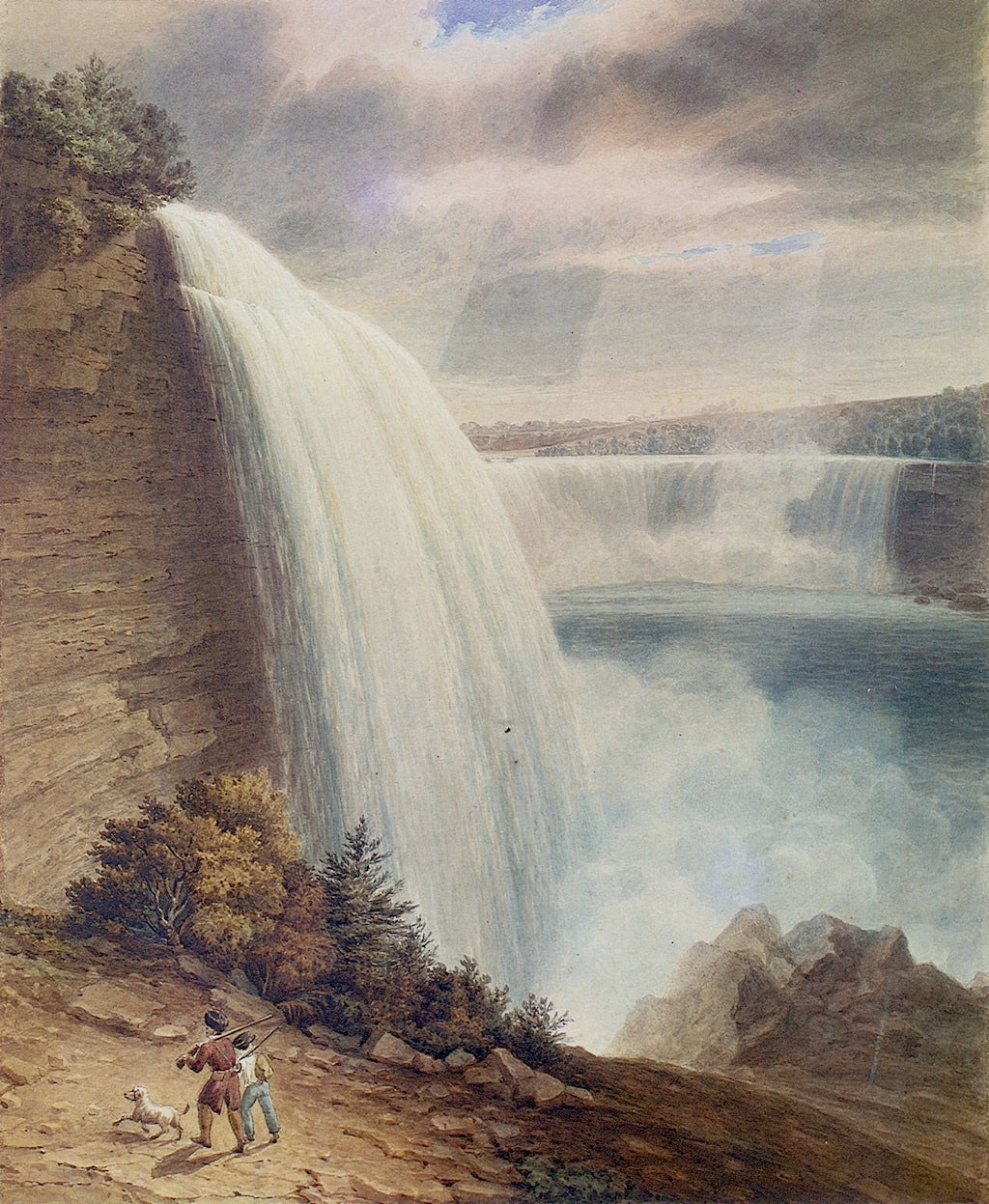Niagara Falls: Part of the American Falls from the Foot of the Staircase, vintage artwork by William James Bennett, 12x8" (A4) Poster