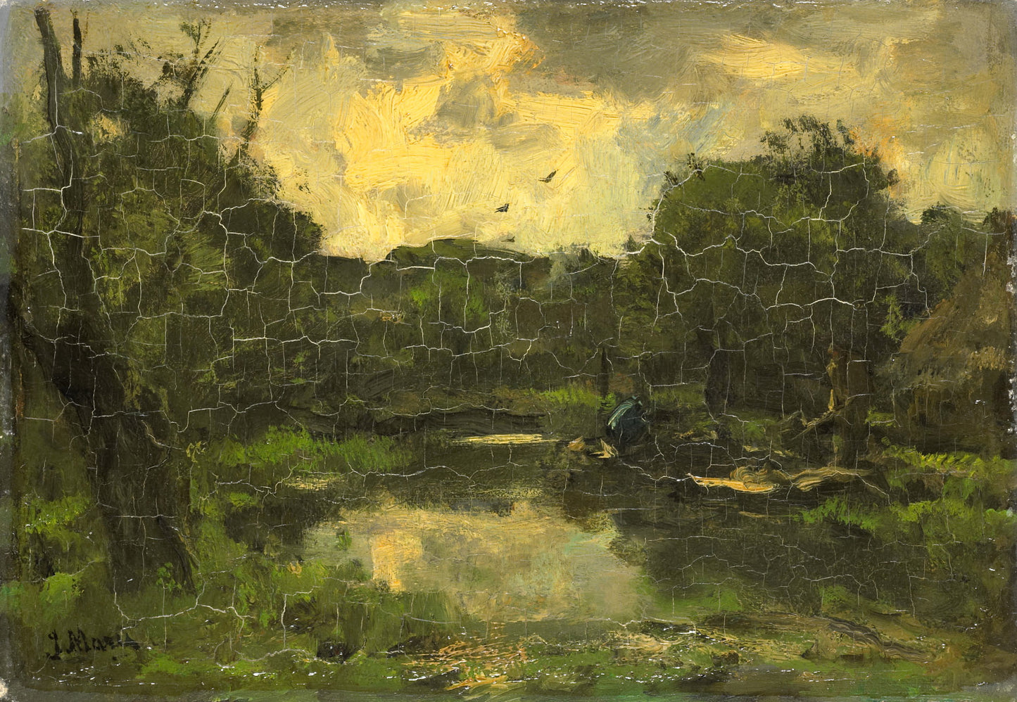 Landschap met schuit, vintage artwork by Jacob Maris, 12x8" (A4) Poster