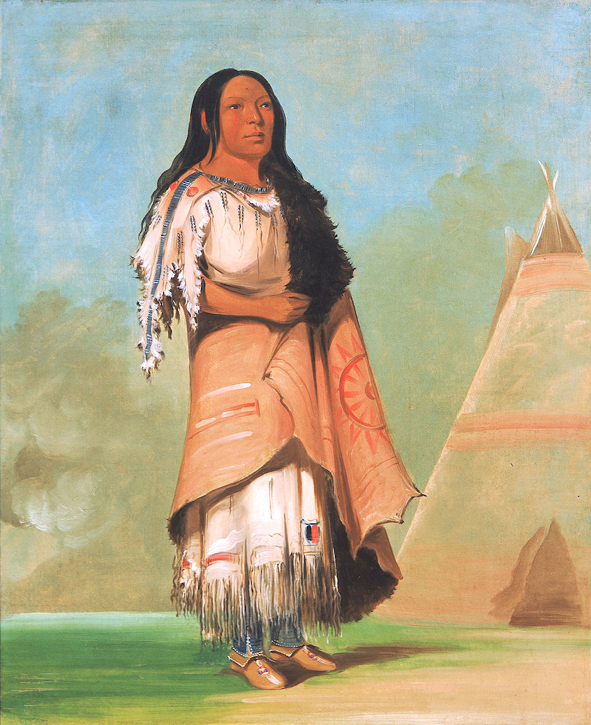 Ah'-kay-ee-pix-en, Woman Who Strikes Many, vintage artwork by George Catlin, A3 (16x12") Poster Print