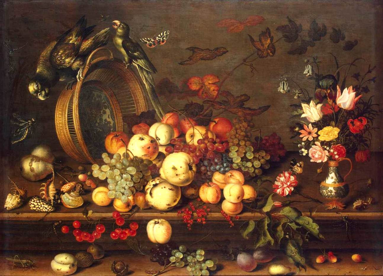 Still-Life with Fruits, Shells and Insects, vintage artwork by Balthasar van der Ast, 12x8" (A4) Poster