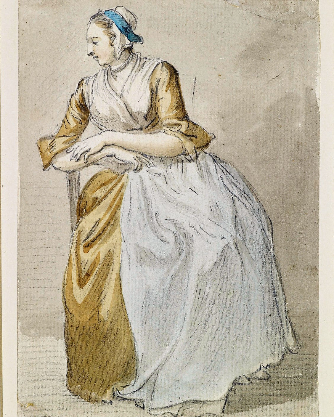 A Seated Maidservant, vintage artwork by Paul Sandby , R.A., 12x8" (A4) Poster