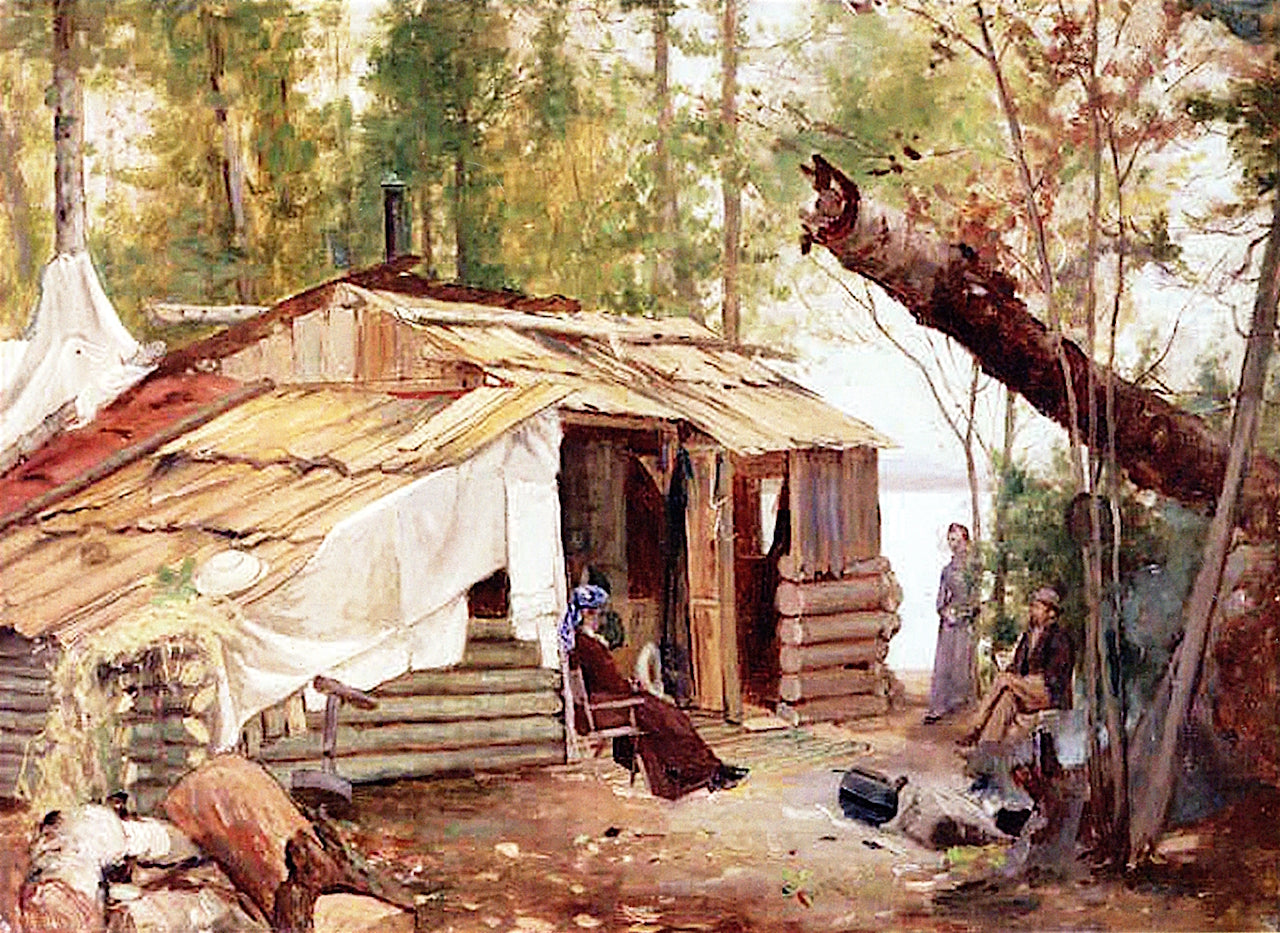 Frederic Church's Maine Camp on Millinocket Lake, vintage artwork by Jervis McEntee, 12x8" (A4) Poster
