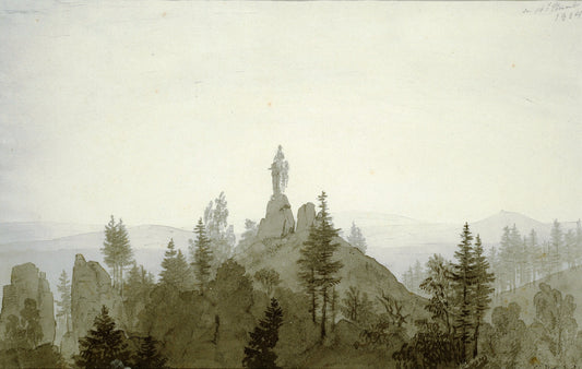 Statue of the Madonna in the Mountains, vintage artwork by Caspar David Friedrich, 12x8" (A4) Poster
