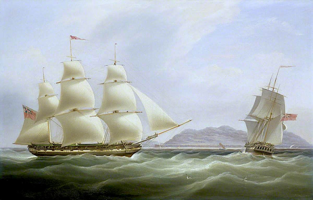 The Ships 'Vigilant' and 'Harpooner' Offshore, vintage artwork by William John Huggins, 12x8" (A4) Poster