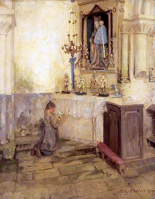 Girl Praying in Church by Emily Maria Eardley Childers,A3(16x12")Poster