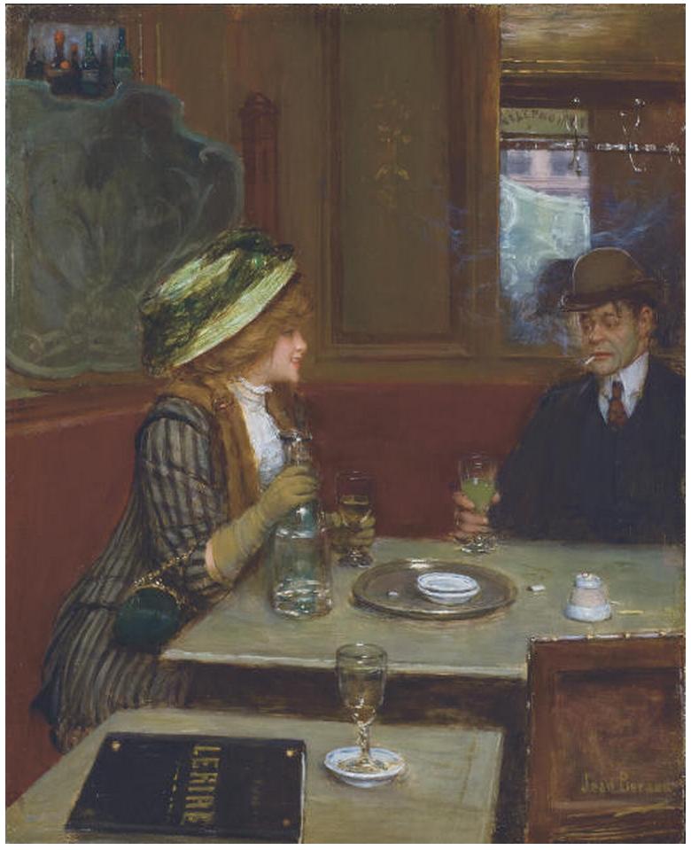 At the Bistro, vintage artwork by Jean-Georges Beraud, 12x8" (A4) Poster