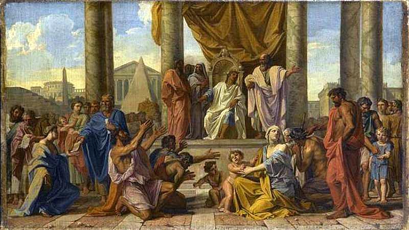 Ptolemy Philadelphus Giving Liberty to the Jews (small version), vintage artwork by Noël Coypel I, 12x8" (A4) Poster