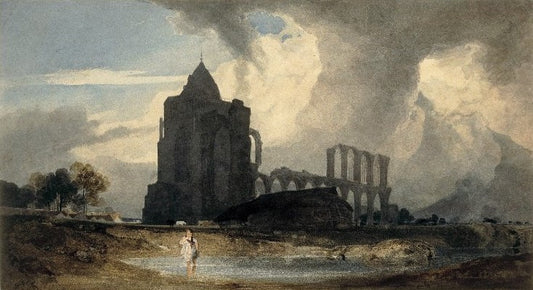 Croyland Abbey, Lincolnshire, vintage artwork by John Sell Cotman, 12x8" (A4) Poster