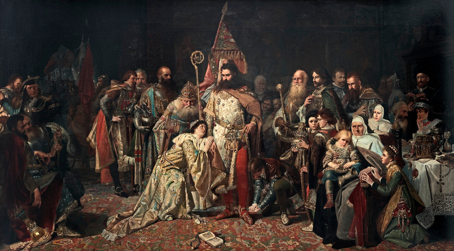 Ottokar's Farewell, vintage artwork by Václav Brožík, 12x8" (A4) Poster