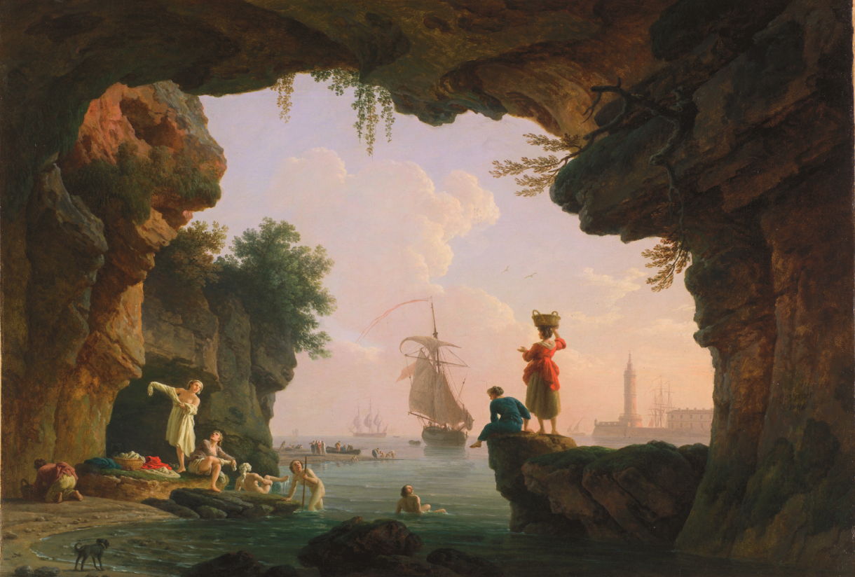 Les Baigneuses (The Bathers), vintage artwork by Claude-Joseph Vernet, 12x8" (A4) Poster