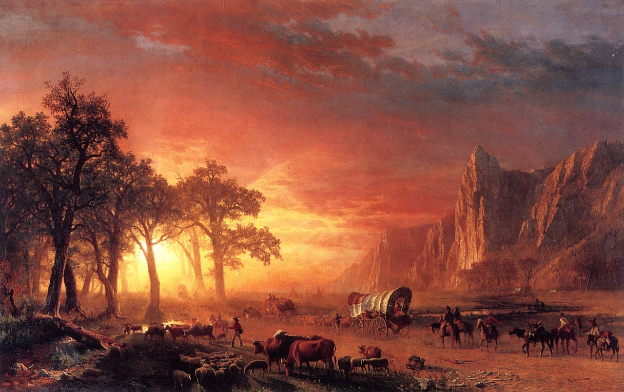 Emigrants Crossing the Plains, vintage artwork by Albert Bierstadt, 12x8" (A4) Poster