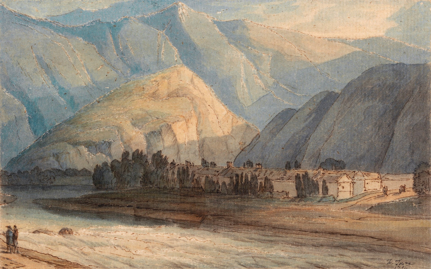 The Grange at the Head of Keswick Lake, vintage artwork by Francis Towne, 12x8" (A4) Poster