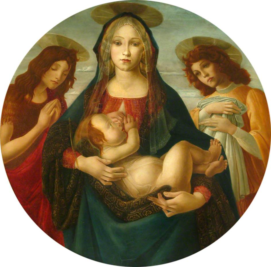 Virgin and Child (after Sandro Botticelli), vintage artwork by Christiana Herringham, 12x8" (A4) Poster