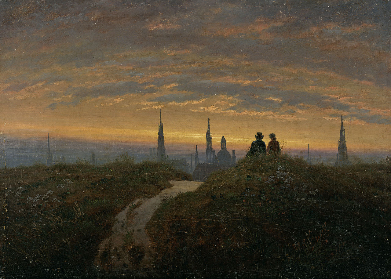 View of Dresden at Sunset, vintage artwork by Carl Gustav Carus, A3 (16x12") Poster Print