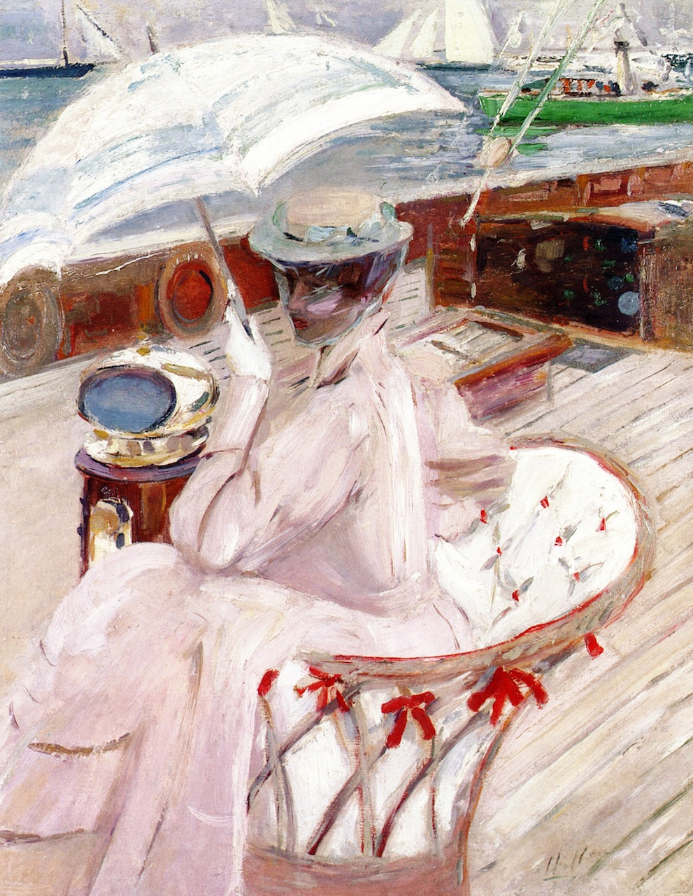 Madame Helleu on Her Yacht, , vintage artwork by Paul Cesar Helleu, 12x8" (A4) Poster