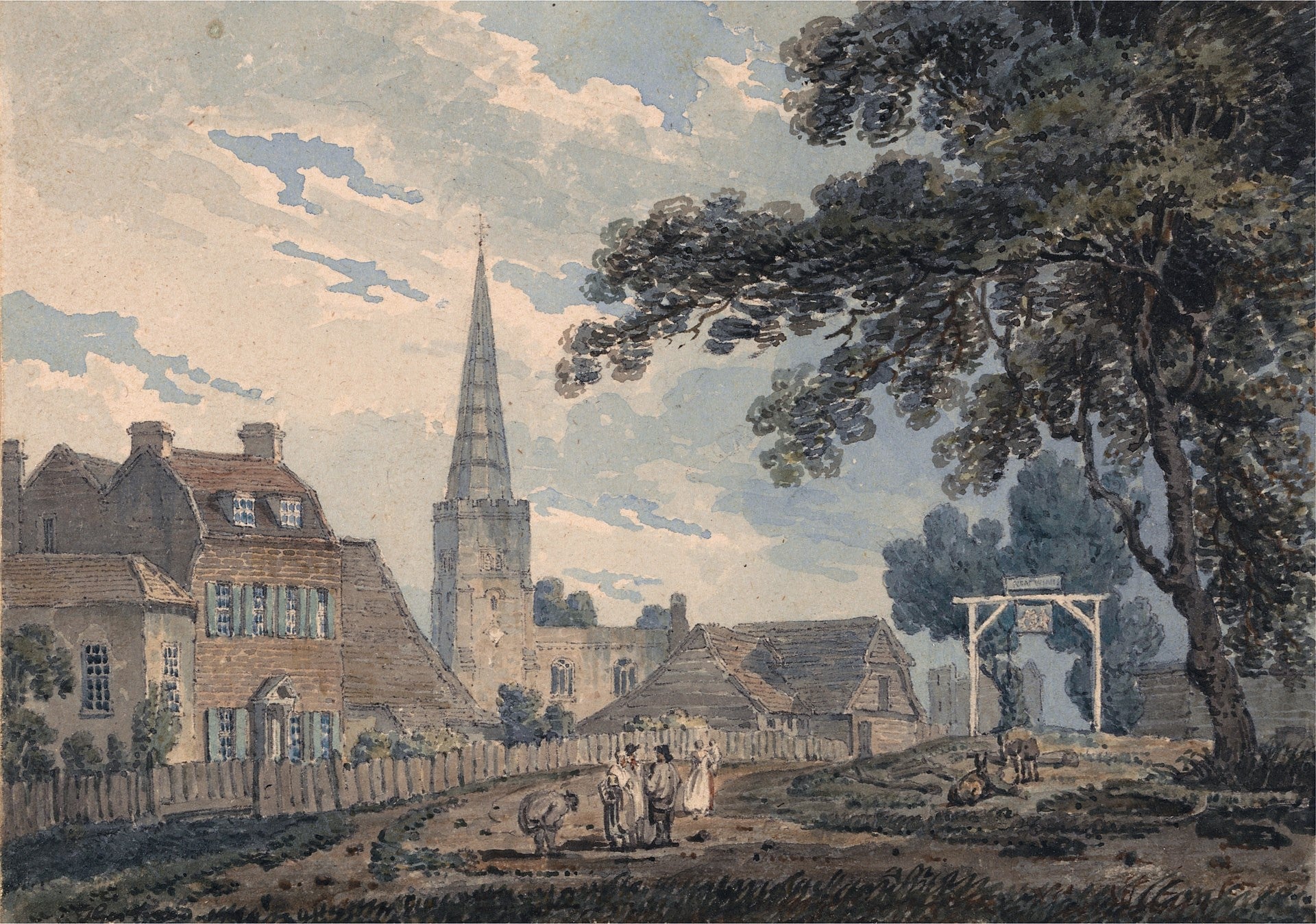 Harrow-on-the-Hill, Middlesex, vintage artwork by Thomas Girtin, 12x8" (A4) Poster
