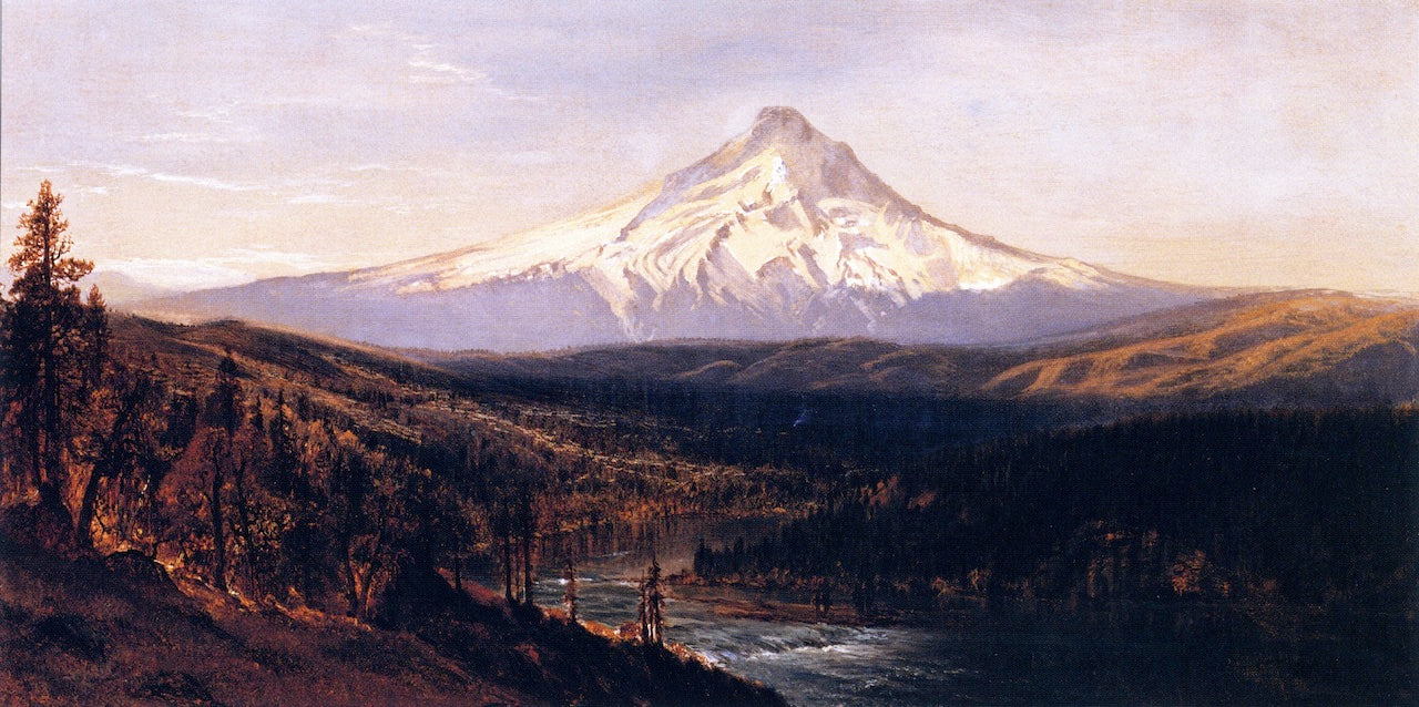 Mount Hood from Hood River, vintage artwork by Gilbert Munger, 12x8" (A4) Poster
