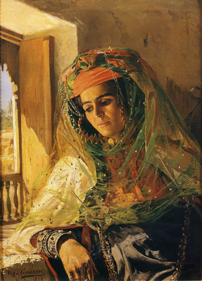 Lady by a Window, Biskra by Eugene-Alexis Girardet,A3(16x12")Poster