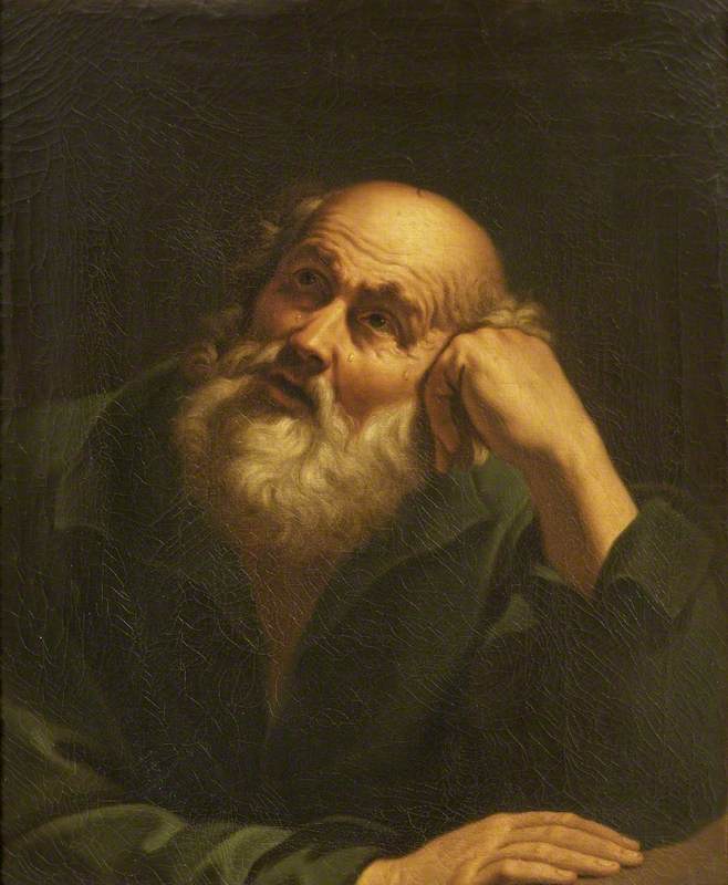 Head of Saint Peter (after Guido Reni), vintage artwork by Samuel Woodforde, 12x8" (A4) Poster