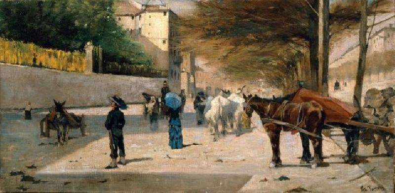 Viale principe Amedeo, vintage artwork by Giovanni Fattori, 12x8" (A4) Poster