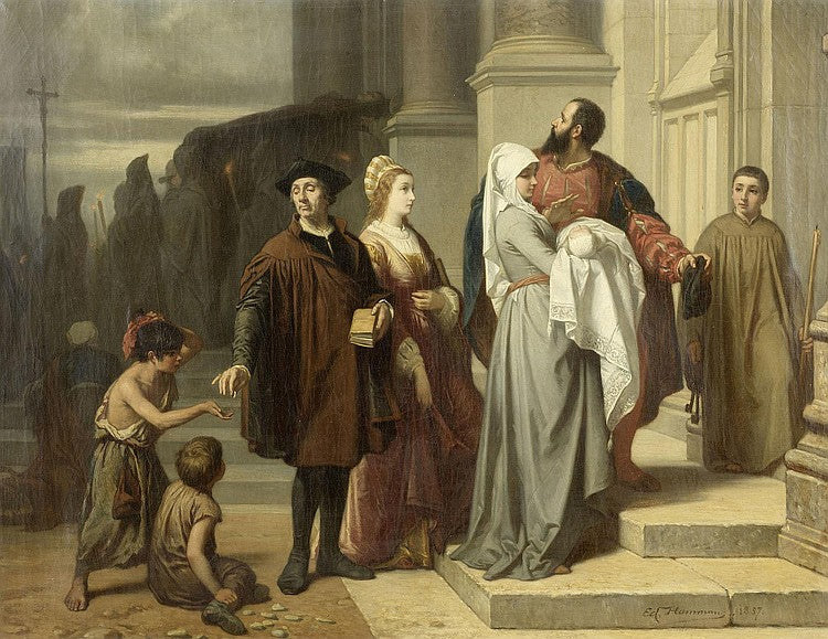 Before the Baptism, vintage artwork by Edouard Hamman, A3 (16x12") Poster Print