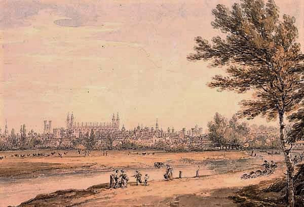 Cambridge from the Ely Road, vintage artwork by Thomas Hearne, 12x8" (A4) Poster