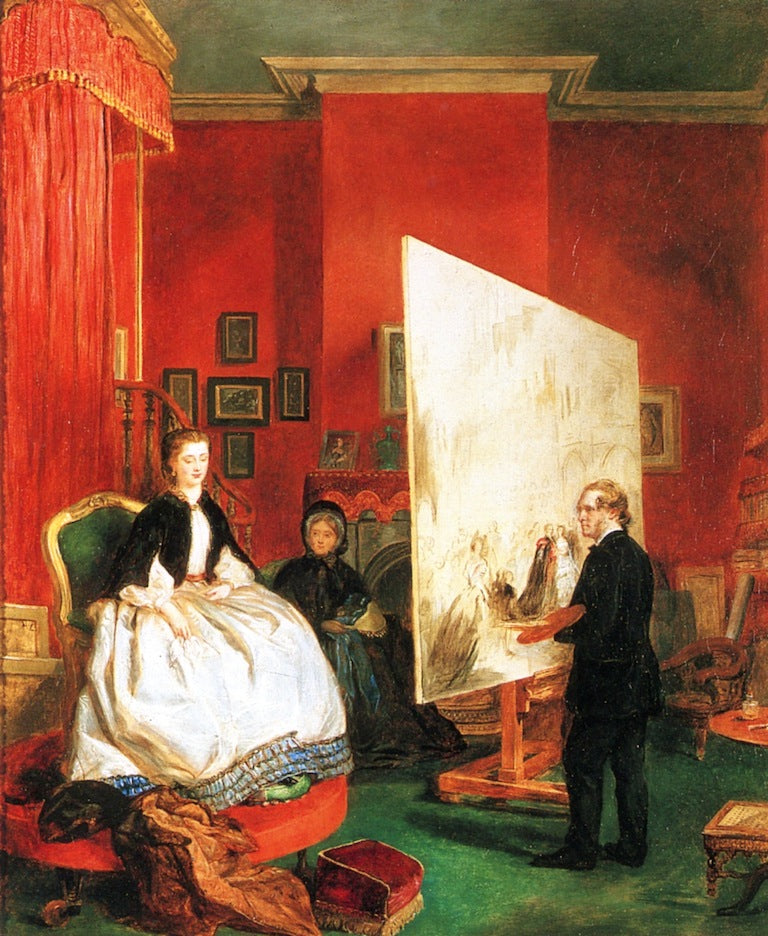 William Powell Frith Painting the Princess of Wales, vintage artwork by John Ballantyne, A3 (16x12") Poster Print