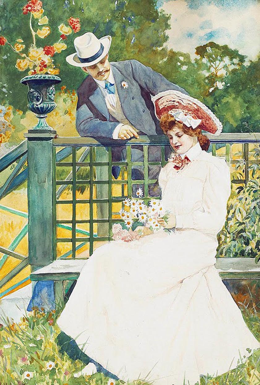 Forget me not, vintage artwork by Jenny Nyström, 12x8" (A4) Poster
