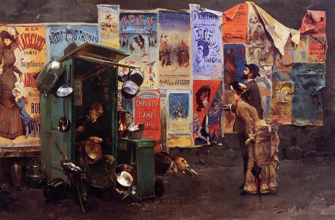 Mending the Pots, vintage artwork by Louis-Robert Carrier-Belleuse, 12x8" (A4) Poster