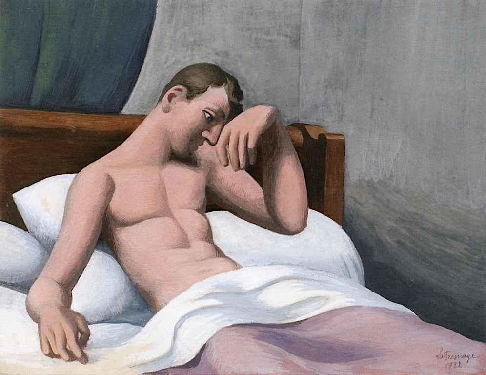 Sick Man in His Bed, vintage artwork by Roger de la Fresnaye, 12x8" (A4) Poster