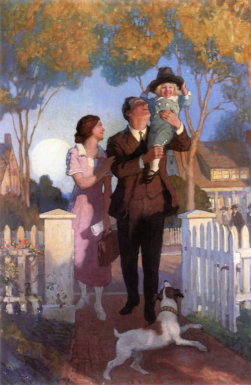 Arriving Home, vintage artwork by Newell Convers (N.C.) Wyeth, 12x8" (A4) Poster