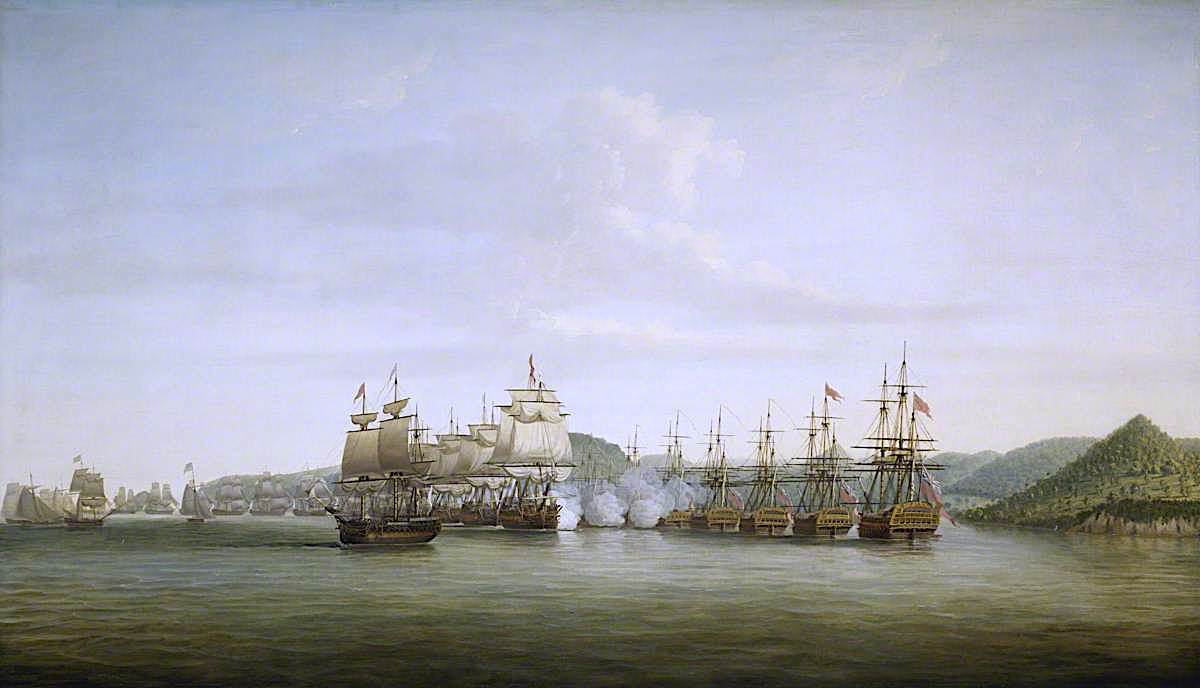 Barrington's Action at St Lucia, 15 December 1778, vintage artwork by Dominic Serres, 12x8" (A4) Poster