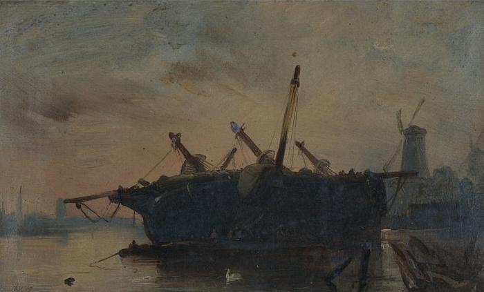 Careening a Ship in Hove, vintage artwork by Jacob Jacobs, A3 (16x12") Poster Print