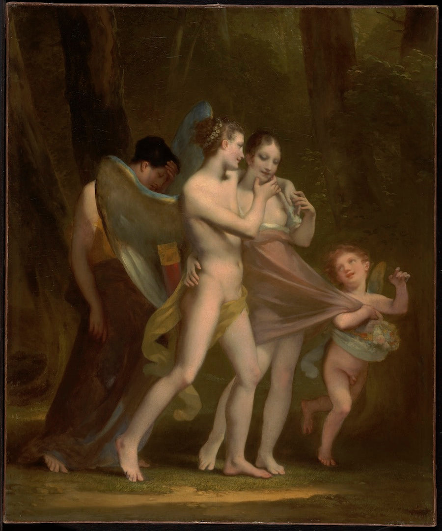 Love Seduces Innocence, Pleasure Entraps, and Remorse Follows, vintage artwork by Pierre-Paul Prud'hon, 12x8" (A4) Poster