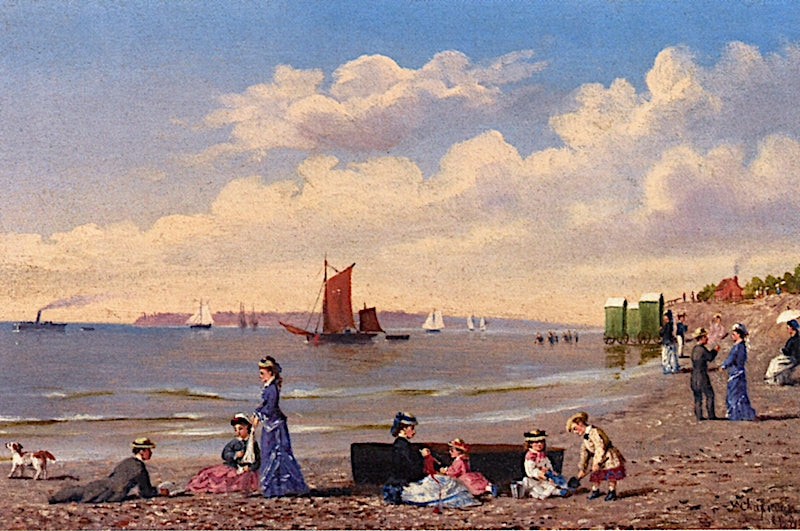 A Family at the Beach, vintage artwork by Conrad Wise Chapman, 12x8" (A4) Poster