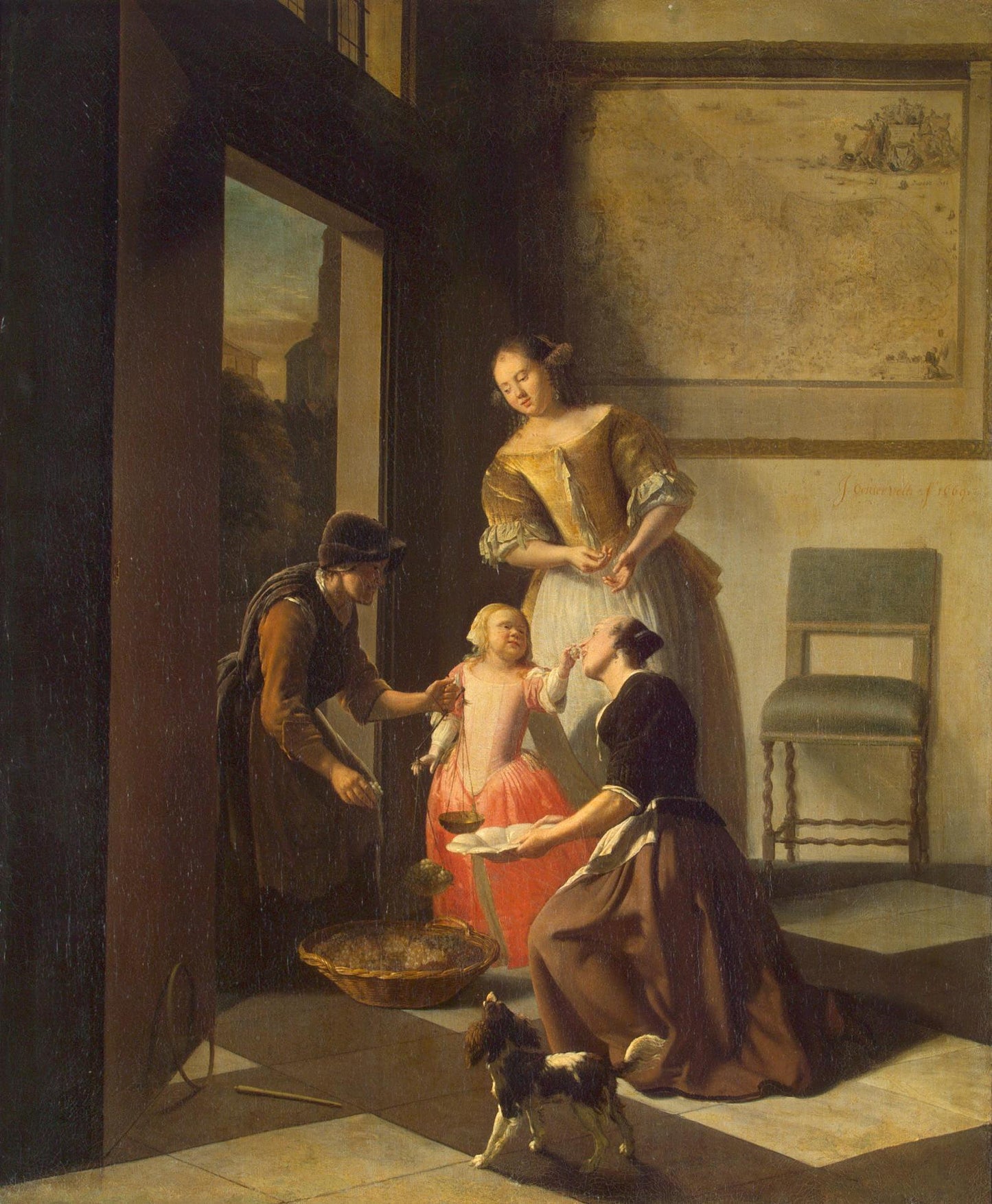 Buying Grapes, vintage artwork by Jacob Ochtervelt, 12x8" (A4) Poster