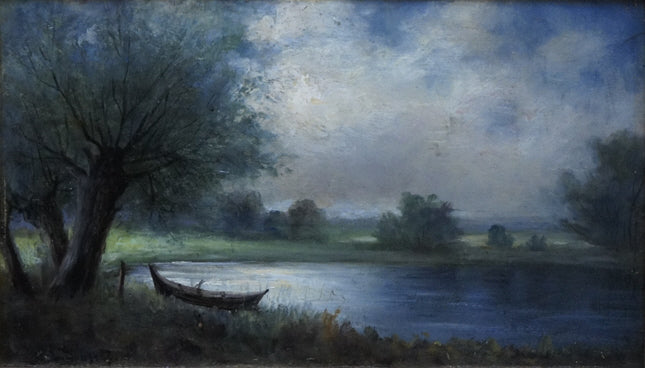 On the Lake, vintage artwork by Louis Douzette, 12x8" (A4) Poster