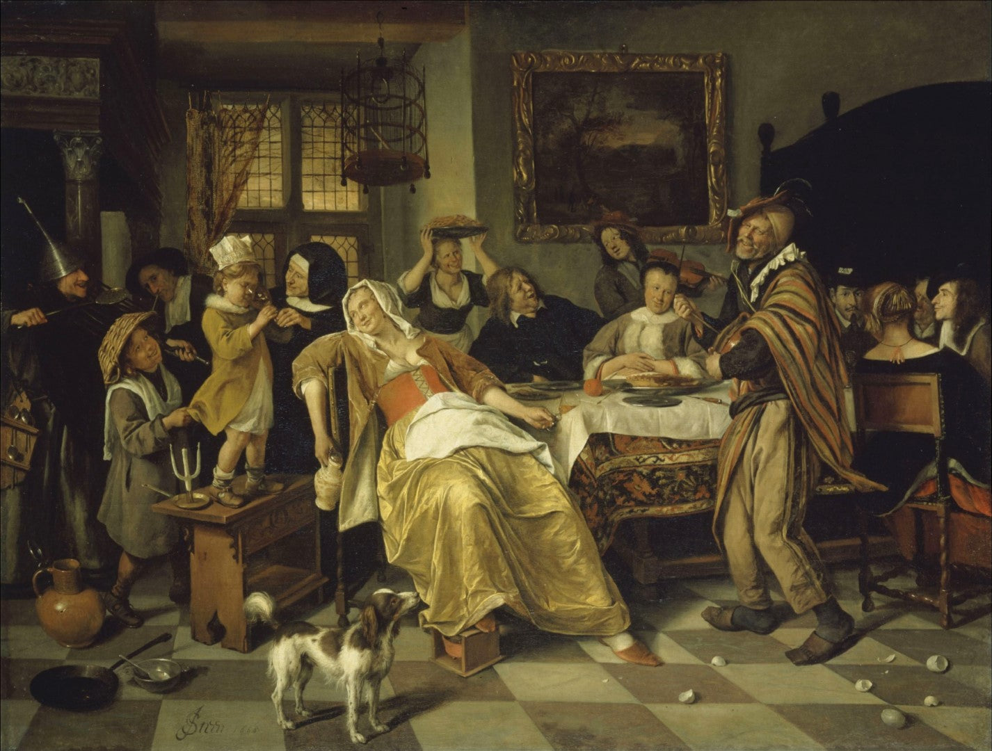 The Bean Feast (Twelfth Night Feast), vintage artwork by Jan Havicksz. Steen, 12x8" (A4) Poster