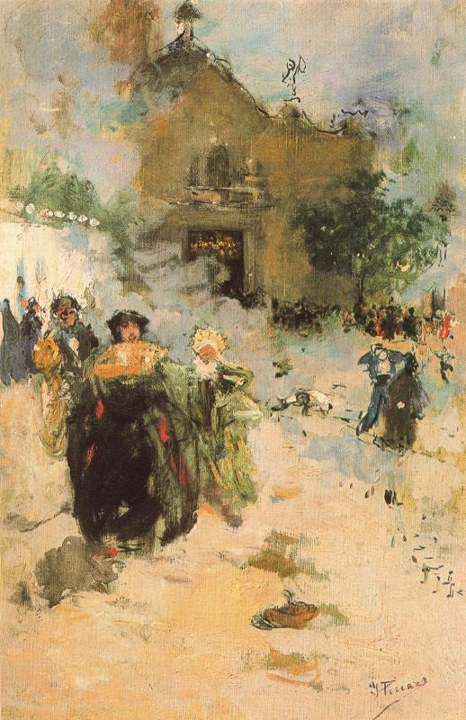 Fireworks Festival, vintage artwork by Ignacio Pinazo Camarlench, 12x8" (A4) Poster