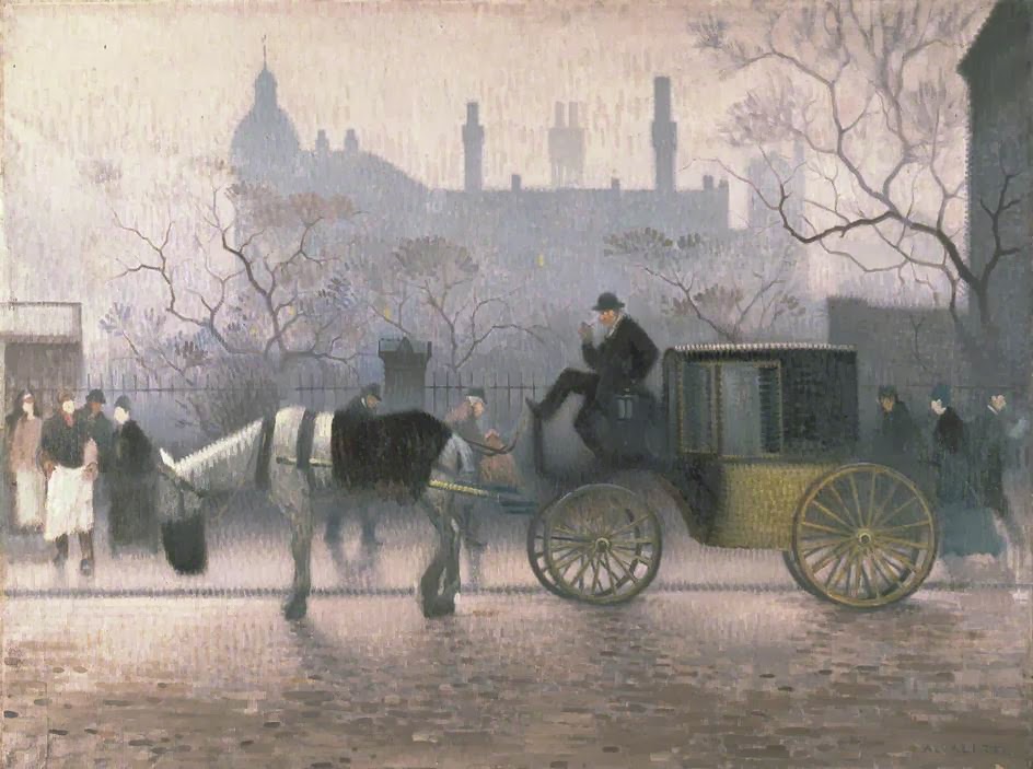 Old Cab at All Saints, vintage artwork by Pierre Adolphe Valette, 12x8" (A4) Poster